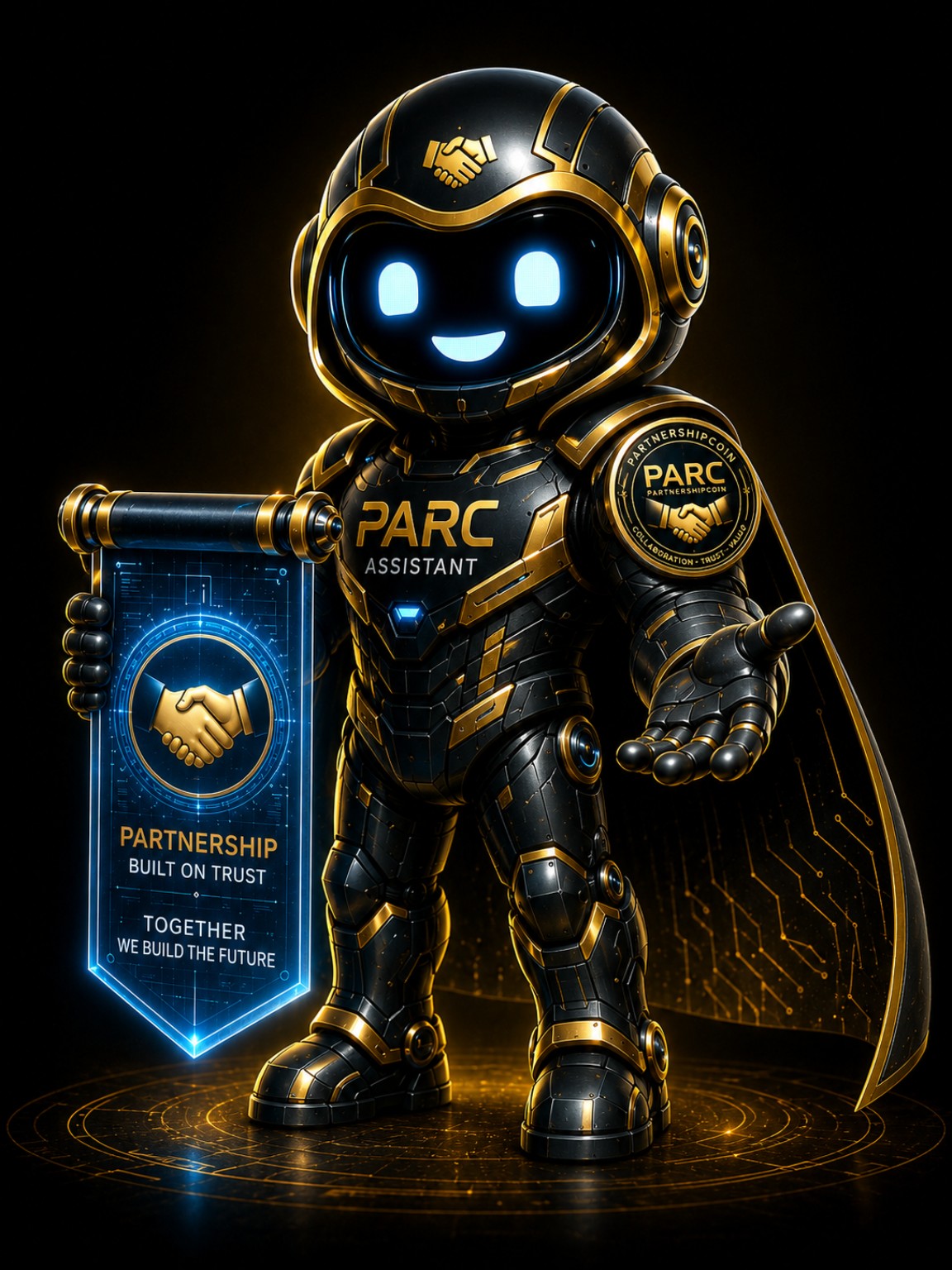 PARC Assistant official black and gold robot mascot